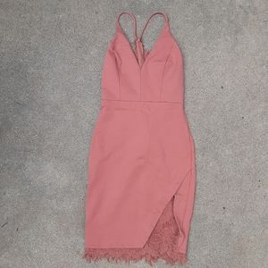 ASTR Small Rose Pink Bodycon Dress Mini Lace